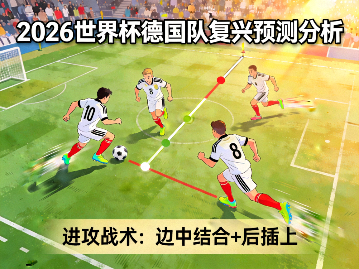 2026世界杯德国队复兴预测分析，德国队球员在球场上组织进攻的战术画面